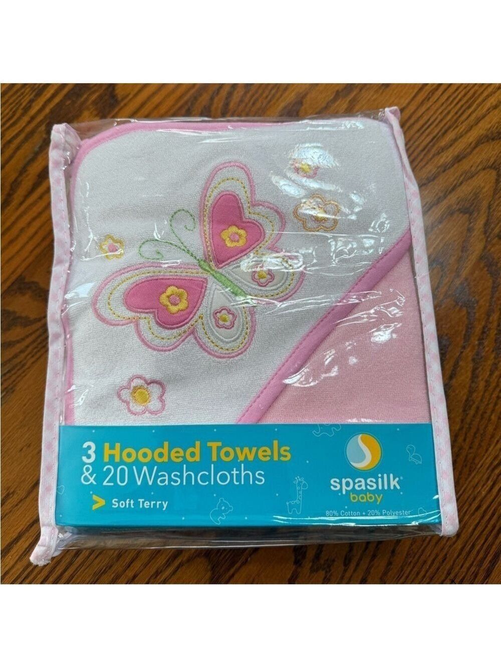 Spasilk Baby Pink Hooded Towels and Washcloths Set